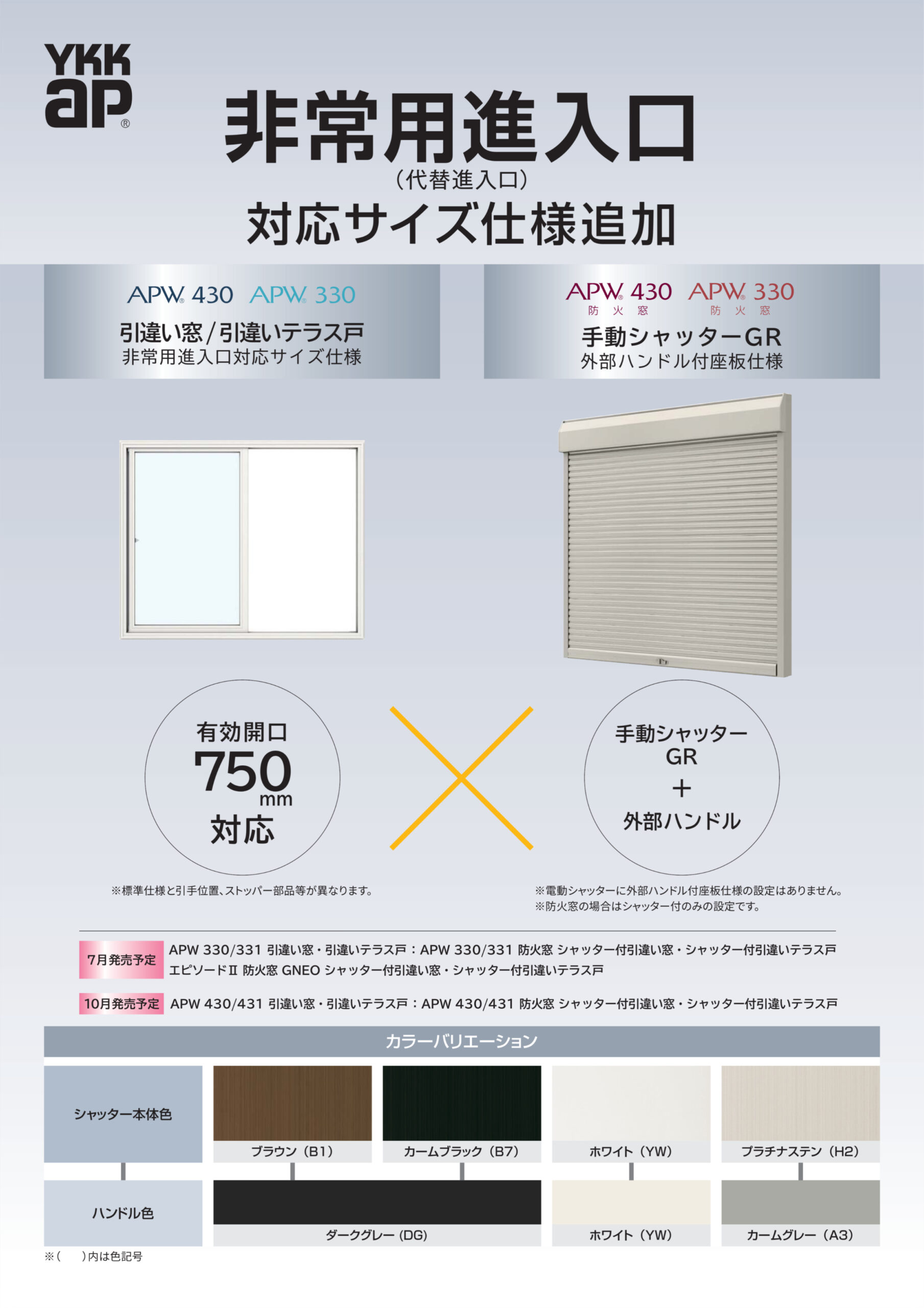非常用進入口（代替進入口）
対応サイズ仕様追加