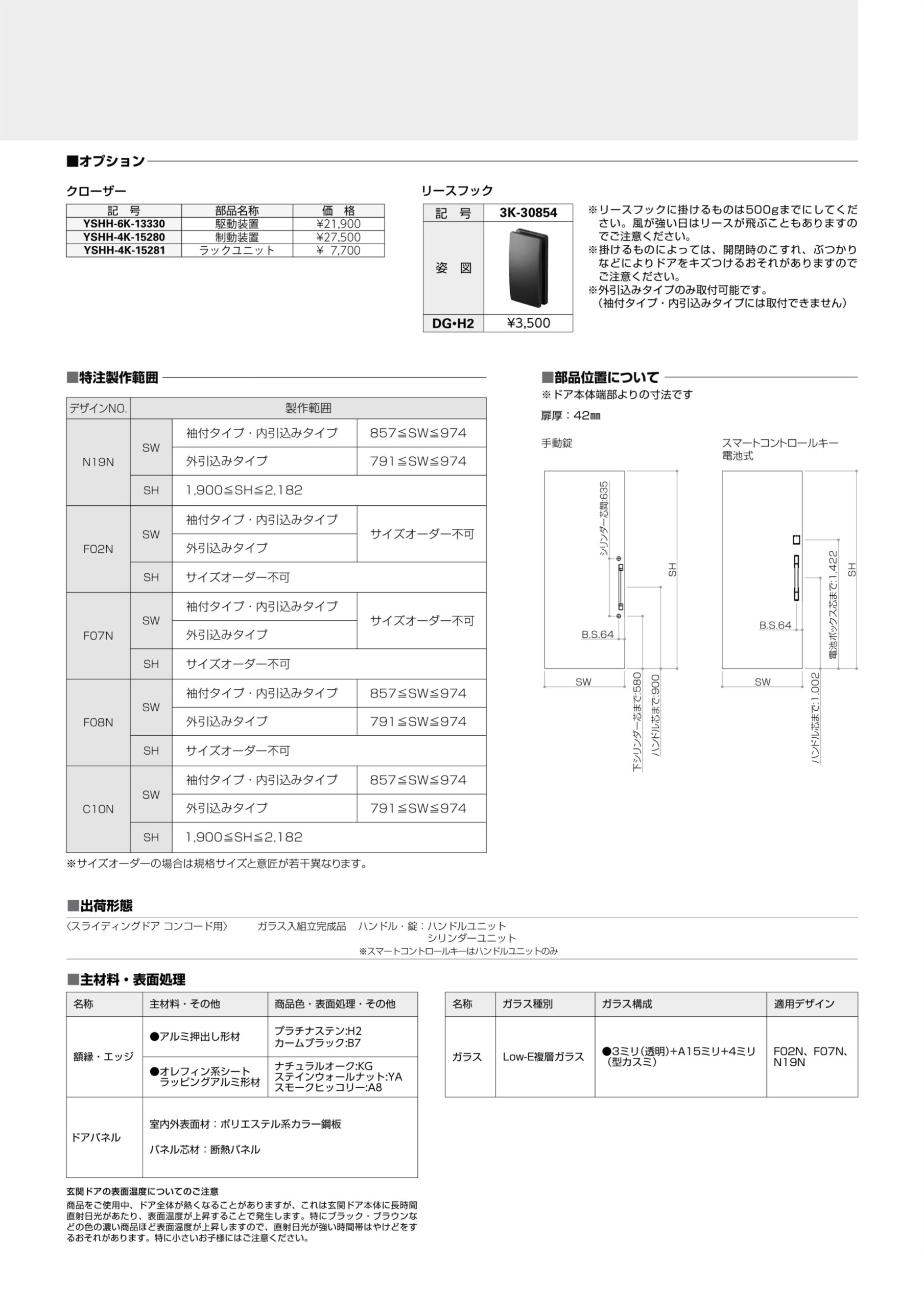 技術資料/オプション/特注製作範囲