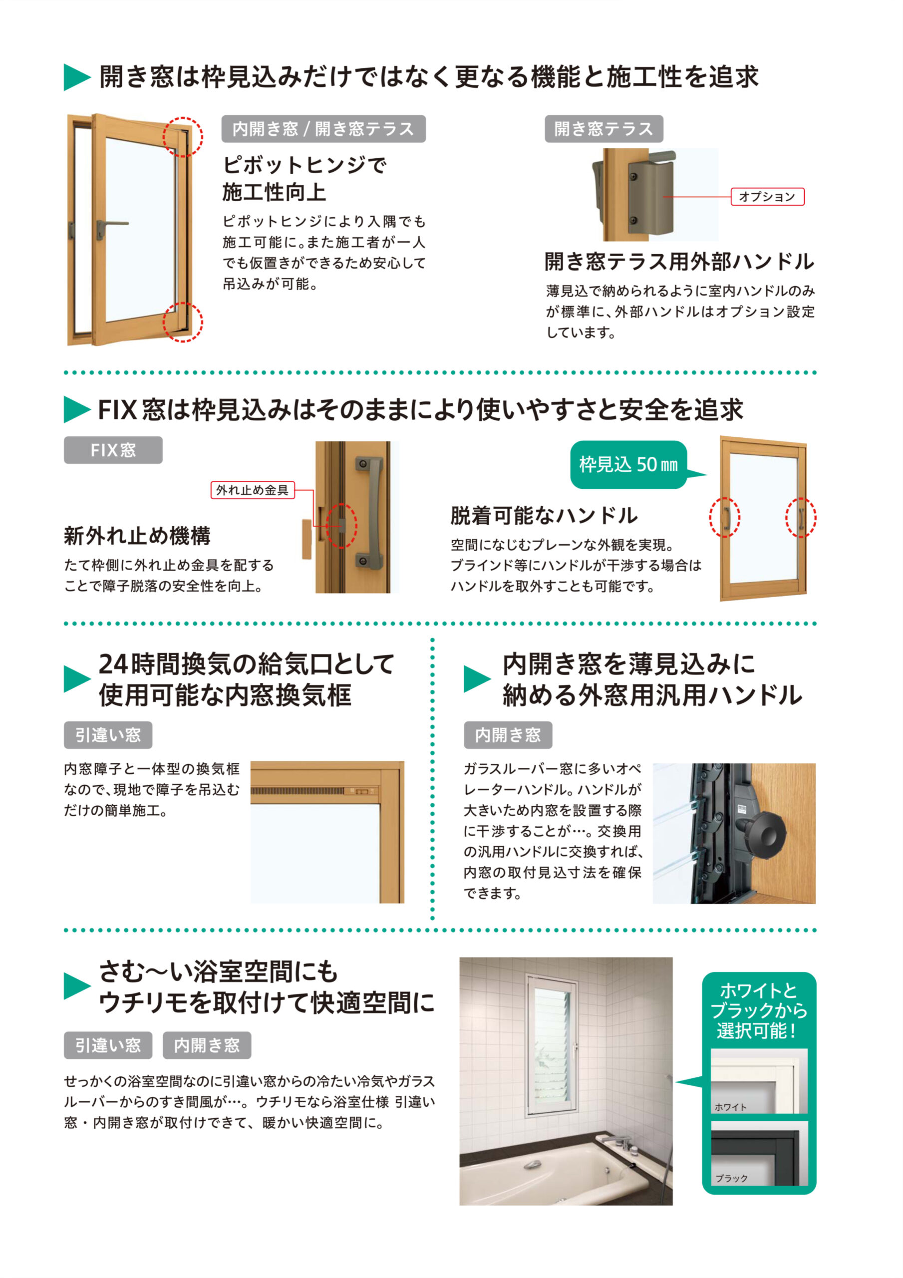 「開き窓」「FIX窓」「引違い窓」「内開き窓」