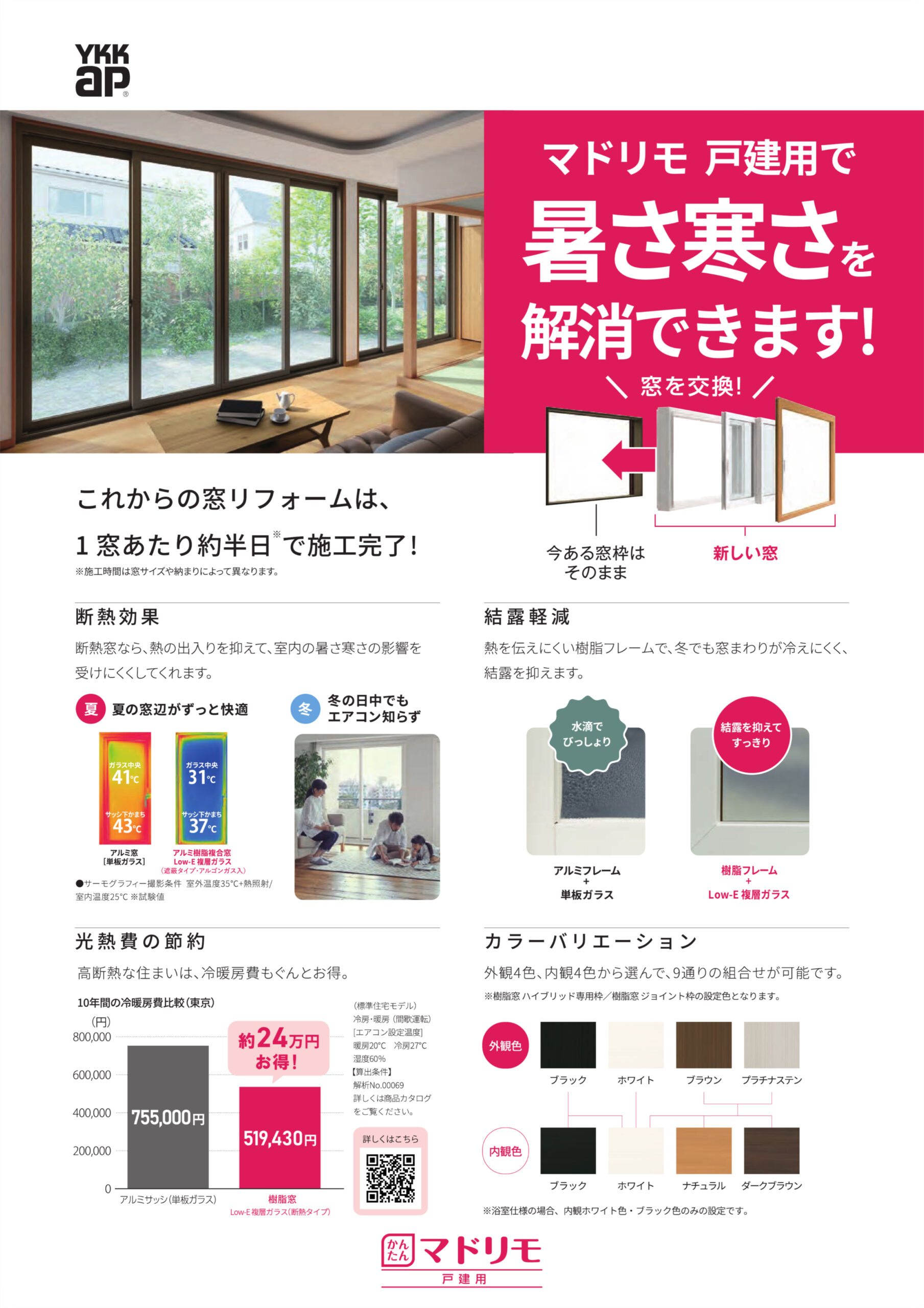 これからの窓リフォームは、1窓あたり約半日で施工完了！